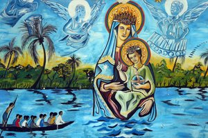 Marian sanctuary Our Lady of the Lake Togo. Wall painting. Togo by Unbekannt