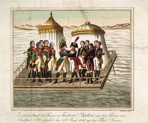 Meeting of Emperors Alexander I of Russia and Napoleon I of France at the Neman near Tilsit, 1807