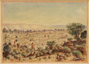 Men Hunting Rabbits by Unbekannt