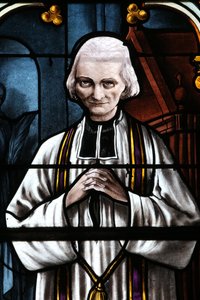 Mezilles Church, Stained Glass Window: Saint John Mary Vianney, Cure of Ars, France