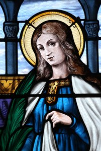 Mezilles Church, Stained Glass Window: Saint Eliane, France by Unbekannt