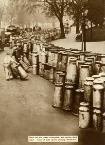 Milk Churns at Hyde Park during the General Strike, London