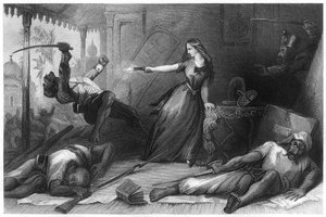 Miss Wheeler Defending Herself Against the Sepoys at Cawnpore, 1857, c1860