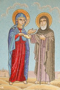 Coptic Monastery of the Holy Virgin and Saint John Kame: Mary Giving 3 Gold Coins to Saint Abbay, Ehnis Cama, Egypt