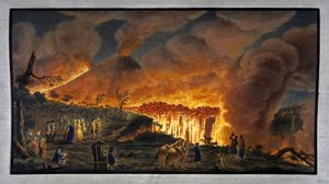 Mount Vesuvius erupting at night, Kingdom of Naples