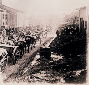 Mounted Troops with Wagons by Unbekannt