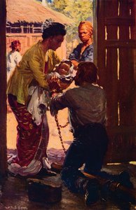 Mrs. Judson Takes Her Child to Her Chained Husband, c. 1912
