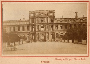 Municipality of Paris (1871): view of the Palais des Tuileries in Paris after the fire of May 1871