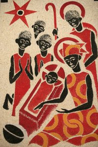 Nativity, Fresco Designed and Painted in 1963 by Dom Georges Saget, Keur Moussa Abbey Church, Keur Moussa, Senegal