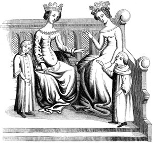 Noble women and children, 14th century, 1849