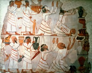 Offerings Scene, Wall Painting, Egyptian by Unbekannt