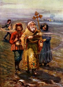 Orthodox Priest Blessing the Soil, Russia by Unbekannt