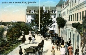 Outside the Hamilton Hotel, Bermuda, c1900s