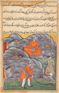 Page from Tales of a Parrot Tuti-nama: Forty-fifth night: The Amir slays the snake by Unbekannt