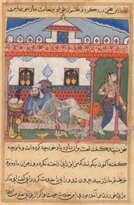 Page from Tales of a Parrot Tuti-nama: Forty-third Night: The Snake, Hidden in a Basket by Unbekannt