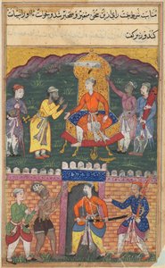 Page from Tales of a Parrot Tuti-nama: Seventh Night: The Vizier Dissuades the King, c. 1560 by Unbekannt