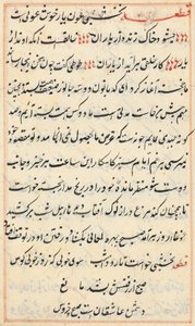 Page from Tales of a Parrot Tuti-nama: Text Page, c. 1560 by Unbekannt
