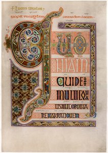 Page of Illuminated Text from the Gospel of St Luke, c700 by Unbekannt