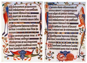 Page of Illustrated Text from the Luttrell Psalter by Unbekannt