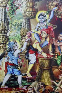 Hindu God Krishna as a Child Playing with His Brothers, India by Unbekannt
