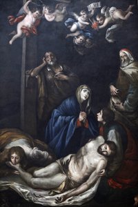 Painting in Chiesa del Carmine, Martina Franca, Apulia: Christ laid off from the cross, Martina Franca, Italy