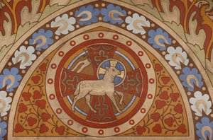 Painting of Christ the Lamb in St Matthias Church, Budapest, Hungary by Unbekannt
