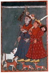 Painting of the Gods Siva and Krishna Accompanied by a Bull, Tiger, and Jackals by Unbekannt