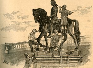 Painting the statue of King William III black, Dublin, Ireland, 1821 by Unbekannt