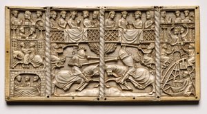 Panel from a Casket with Scenes from Courtly Romances, c. 1330-1350 or Later by Unbekannt