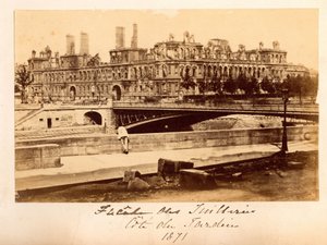 Paris Commune (1871): View of the Bridge of Arcole and the Hotel de Ville After the Fire of May 1871 by Unbekannt