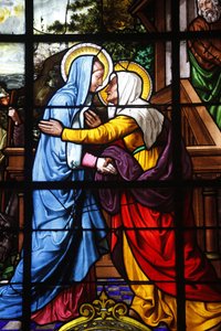 Saint Laurent Church Stained Glass: The Visitation, Paris, France