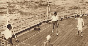Partners - A game of deck tennis in the Renown, 1927, 1937