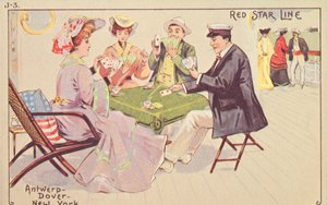 Passengers Play Cards on the Deck of a Red Star Liner, 1907 by Unbekannt