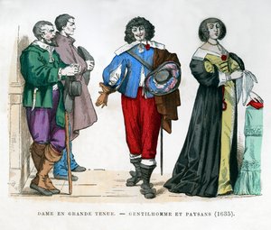 Peasants, a gentleman and a lady