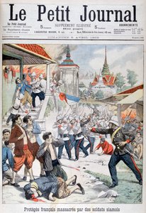 People under French protection massacred by Siamese soldiers, Siam by Unbekannt