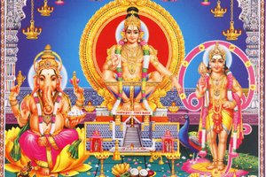 Hindu Gods Ganesh, Ayappa & Subramania, India