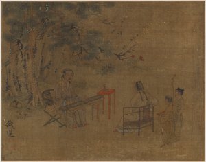 Playing the Zither under Pine Trees by Unbekannt