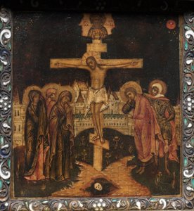Portable Triptych Icon: The Crucifixion, 1600s by Unbekannt