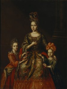 Portrait of Anastasiya Yakovlevna Naryshkina with Children Alexandra Kirillovna and Tatyana Kirillovna