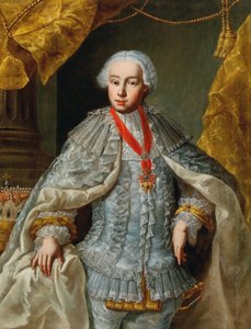 Portrait of Archduke Leopold future Emperor Leopold II in wedding gown, ca 1764-1765