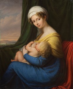 Portrait of Princess Maria Fyodorovna Baryatinskaya, née Keller 1792-1858 with son, 1820s