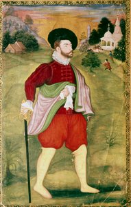 Portrait of a European, Mughal School, Akbar Period, late 16th Century by Unbekannt