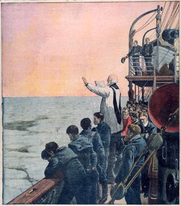 Prayers at the scene of the sinking of the Titanic by Unbekannt