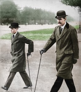 Prince Edward Walking with Mr. HP Hansell, His Tutor, at Auteuil, France, 1912 by Unbekannt