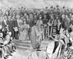 Princess Alexandra Receiving the Degree of Doctor of Music, 1896, 1901 by Unbekannt