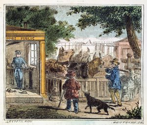 Public Weighbridge Used to Weigh Cattle in a Market, 1867 by Unbekannt