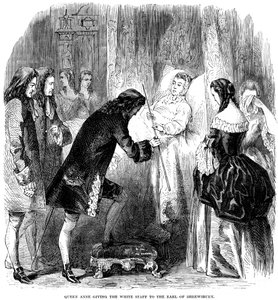 Queen Anne handing over the white staff to the Earl of Shrewsbury by Unbekannt