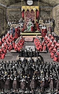 Queen Elizabeth I in Parliament by Unbekannt