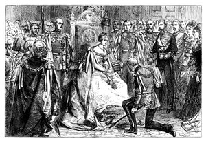 Queen Victoria holding the first investiture of the order of the Star of India, c1861