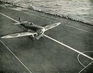 RAF Spitfire on the Deck of an Aircraft Carrier on its Way to Malta, World War II by Unbekannt